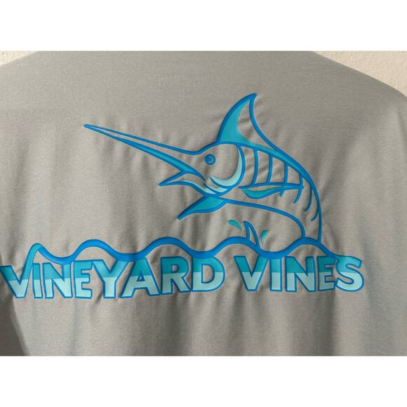 Vineyard‎ Vines Performance Gray Long Sleeve Swordfish Shirt Size Medium - Picture 5 of 7